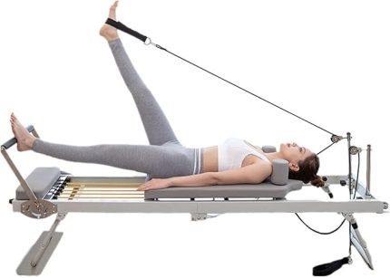 Foldable Pilates Reformer Machine Rubber Wood Strength Exercise Equipment Pilates Reformer Workout Machine for Home Gym